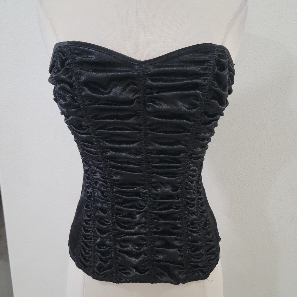 Shirley of Hollywood Black Ruched Strapless Top corset